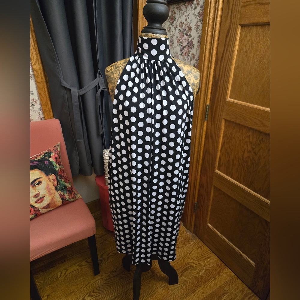 Chic Michael Kors Polka Dot Halter Dress, 1x